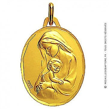 Médaille Augis Vierge maternité profil gauche ciselée