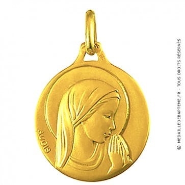 Médaille Vierge en prière (profil droit) (Or Jaune)