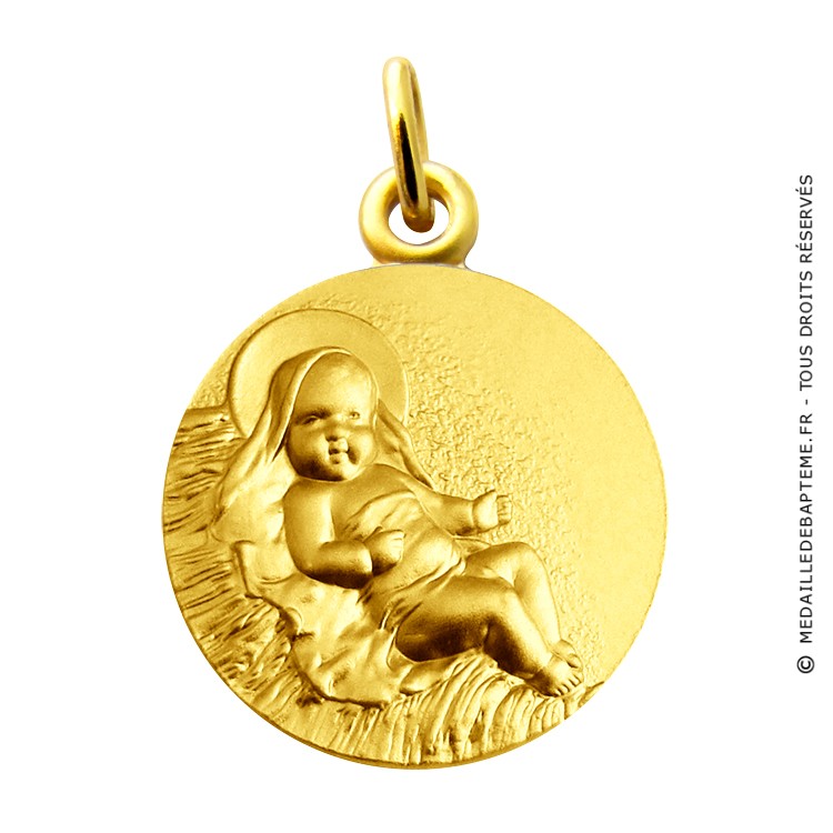 Médaille Enfant Jésus & Horloge, Or jaune 750 - Argyor