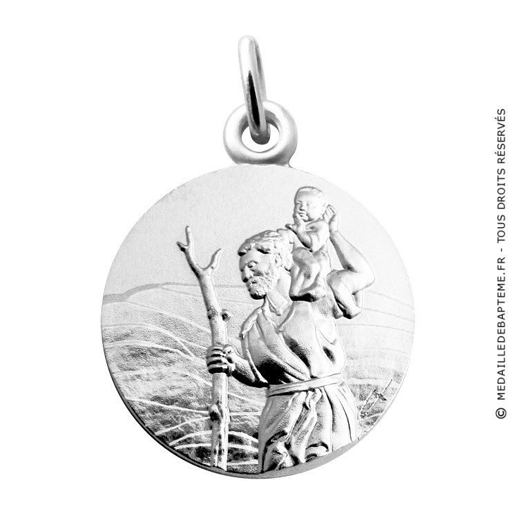Medaille Saint Christophe épaule droite argent 18 mm