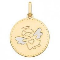 Médaille ange aux ailles laquées (Or Jaune)