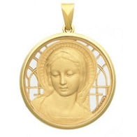 Médaille Vierge Amabilis ajourée 30mm (Or Jaune)