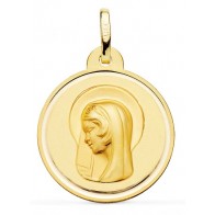 Médaille Vierge Marie bord poli (Or jaune)