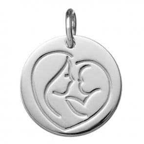 Médaille Coeur de Maman (Or blanc 9K)