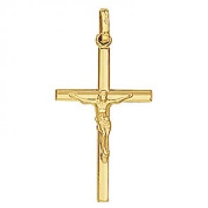 Croix et Christ Fil Biseauté (Or Jaune)