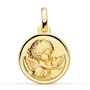 Médaille Ange à l'oiseau contour (Or Jaune 9K)