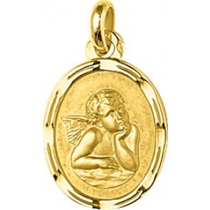 Médaille Ange Pensif ovale (Or Jaune)