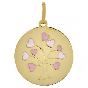 Médaille L'arbre aux coeurs rose (Or jaune)