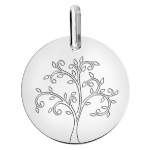 Médaille arbre de vie stylisé or blanc