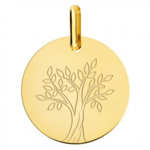 Médaille arbre de vie or jaune 18 carats
