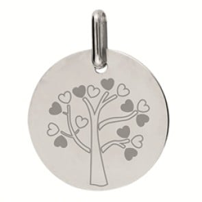 Médaille arbre de vie Petits Coeurs (Or blanc)