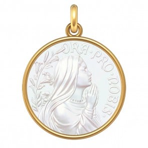 Médaille Vierge jeune - Ora Pro Nobis (Or & Nacre)