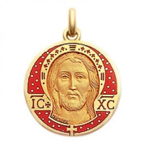 Médaille Christ Email Rouge Opaque  - medaillle bapteme Becker