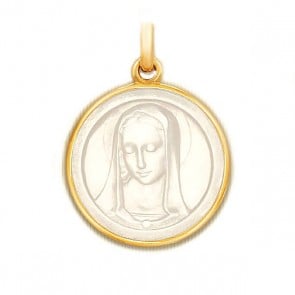 Médaille Santa Madona en nacre - medaillle bapteme Becker