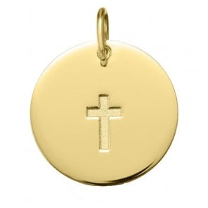Médaille Croix Satinée (Or Jaune 9K)