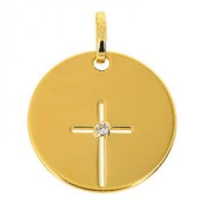 Médaille croix ajourée et oxyde (Or jaune)