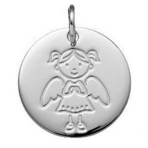 Médaille Demoiselle Ange (Or Blanc 9K)
