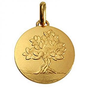 Médaille je grandirai comme un arbre (avec texte) (Or Jaune)