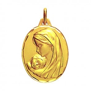 Médaille maternité profil gauche ciselée 16mm (Or Jaune)