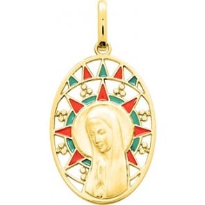 Médaille ovale Vierge Soleil laqué