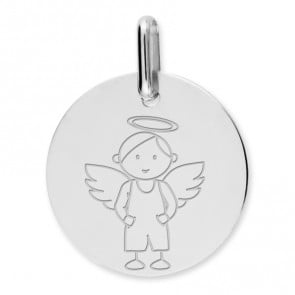 Médaille ange garçon (Or Blanc)