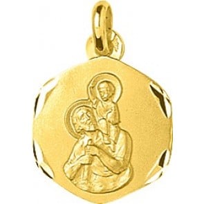 Médaille St Christophe bords lapidés (Or Jaune)