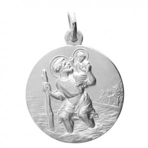 Médaille Saint-Christophe or blanc