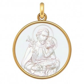 Médaille Saint Joseph et l'Enfant Jésus (Or & Nacre)