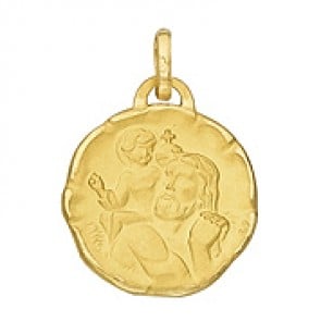 Médaille St Christophe ciselée pour voiture Carlinea - Feu Vert