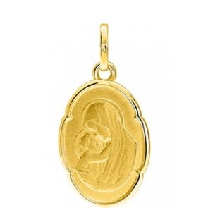 Médaille Vierge à l'Enfant Ovale (Or Jaune 9K)