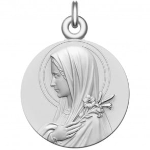 medaille vierge au lys - argent