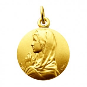 Médaille Vierge en prière aux mains jointes MARTINEAU (Or Jaune)