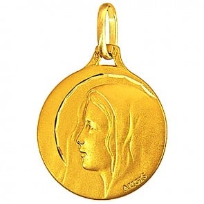 Médaille Augis Vierge profil gauche ciselée (Or Jaune)