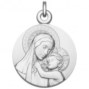 Médaille Vierge à l'enfant de Botticelli - Médaille de baptême en argent massif