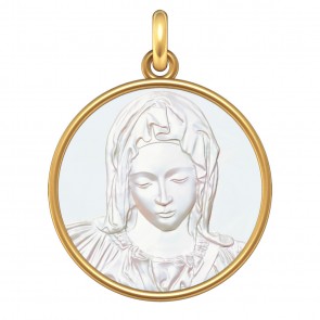 Médaille Vierge "La Pieta" (Or & Nacre)
