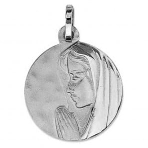 Médaille Vierge au Voile Brillant (Or Blanc)