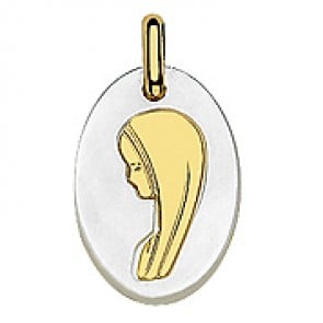 Médaille Vierge Ovale Nacrée (Or Jaune)