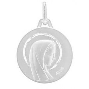 Médaille Augis Vierge profil droit ciselée (Or Blanc)