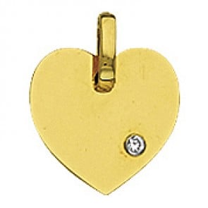 Pendentif Plaque Cœur avec Diamant (Or Jaune)