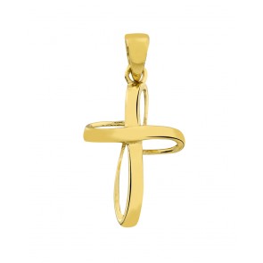 Pendentif Croix ruban d'or (Or jaune)