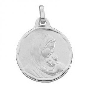 Médaille Vierge à l'enfant (Or Blanc 9k)