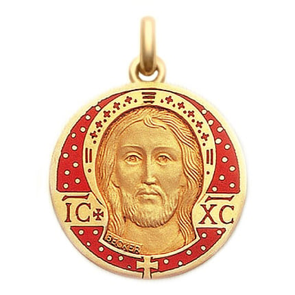 Médaille Becker Christ Email Rouge Opaque - medaille bapteme