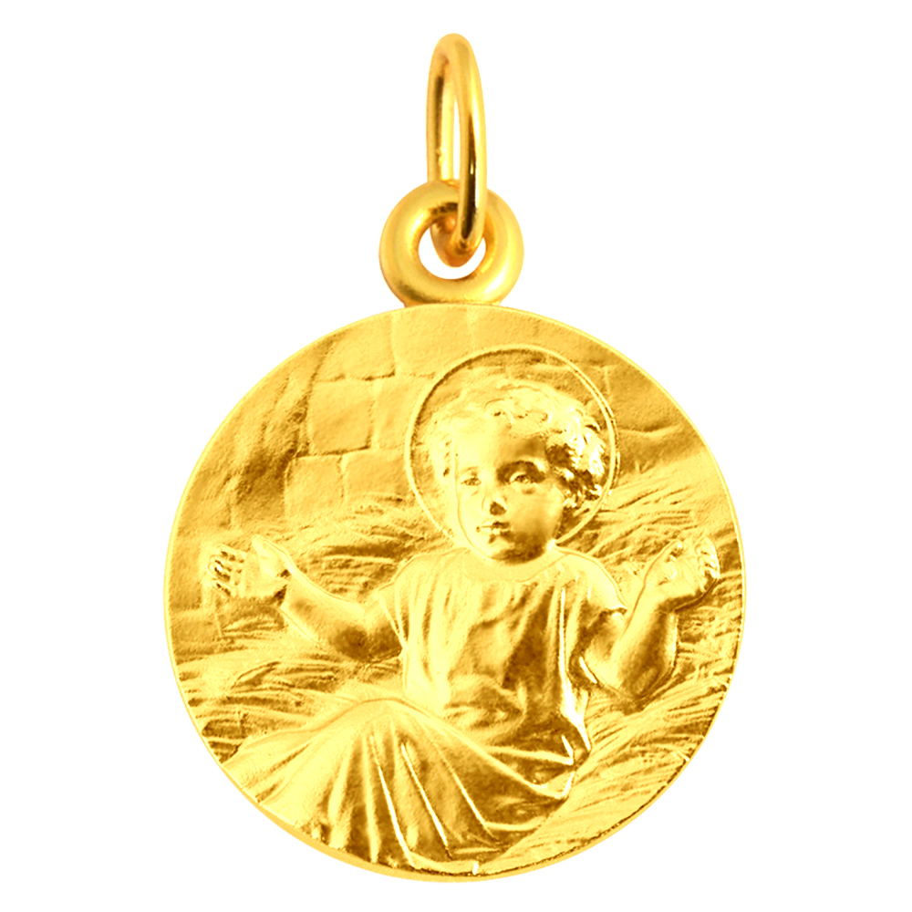 Médaille Enfant Jésus Or Jaune 750, Diamètre 15 mm à 22 mm